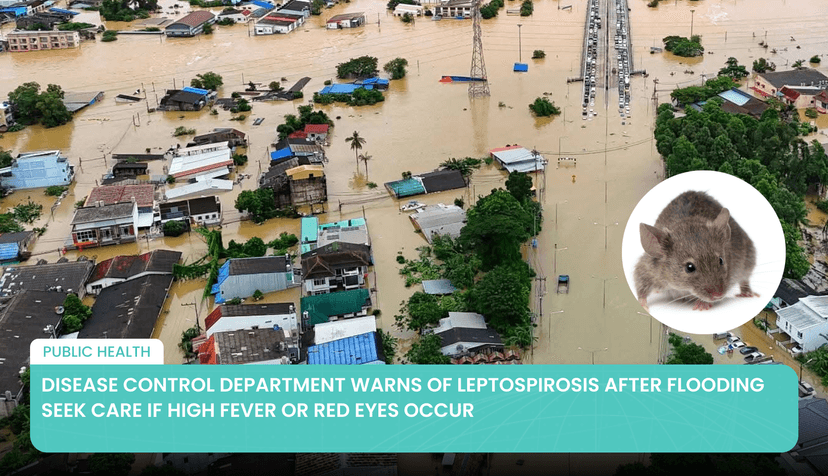 Logo for News - Disease Control Department Warns of Leptospirosis After Flooding  Seek Care if High Fever or Red Eyes Occur
