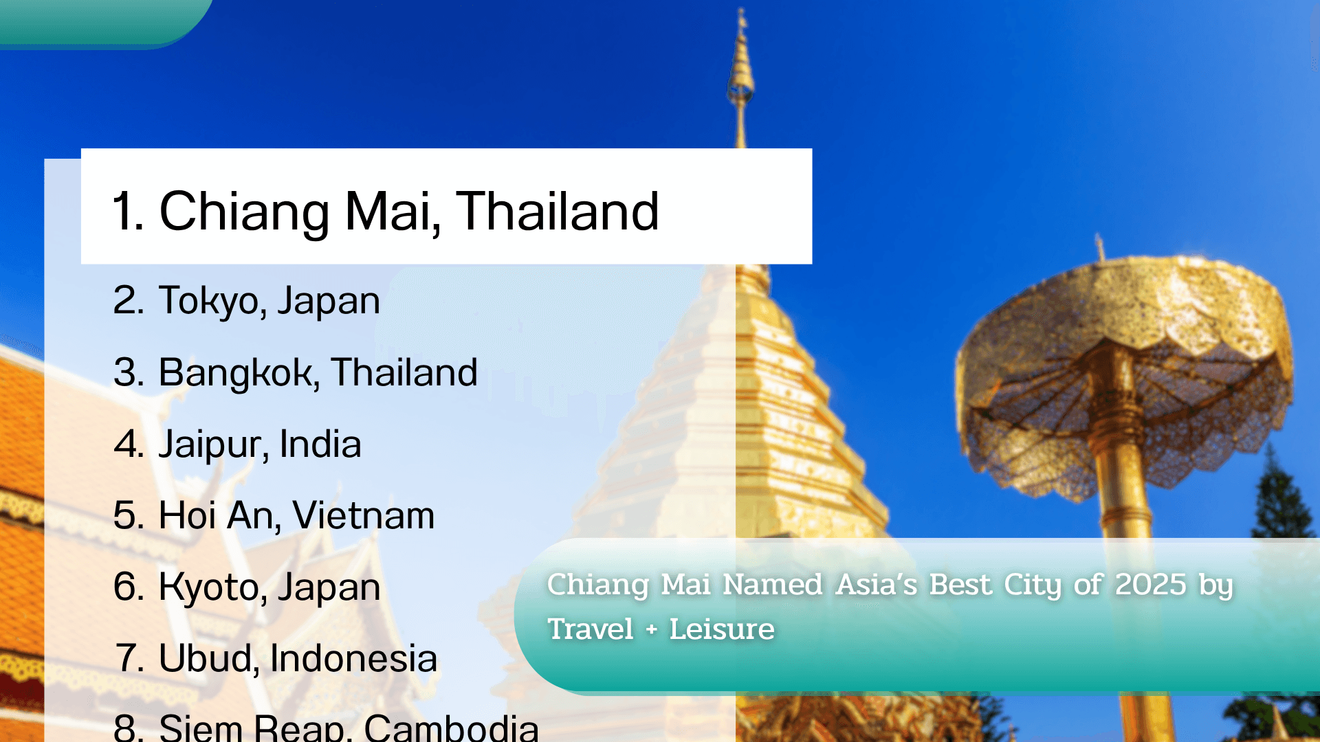 Chiang Mai Named Asia’s Best City of 2025 by Travel + Leisure's featured image