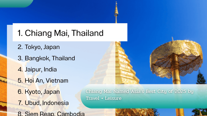 Logo for News - Chiang Mai Named Asia’s Best City of 2025 by Travel + Leisure